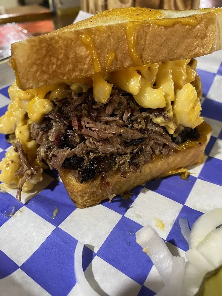 Mac and Cheese Brisket on Texas Toast